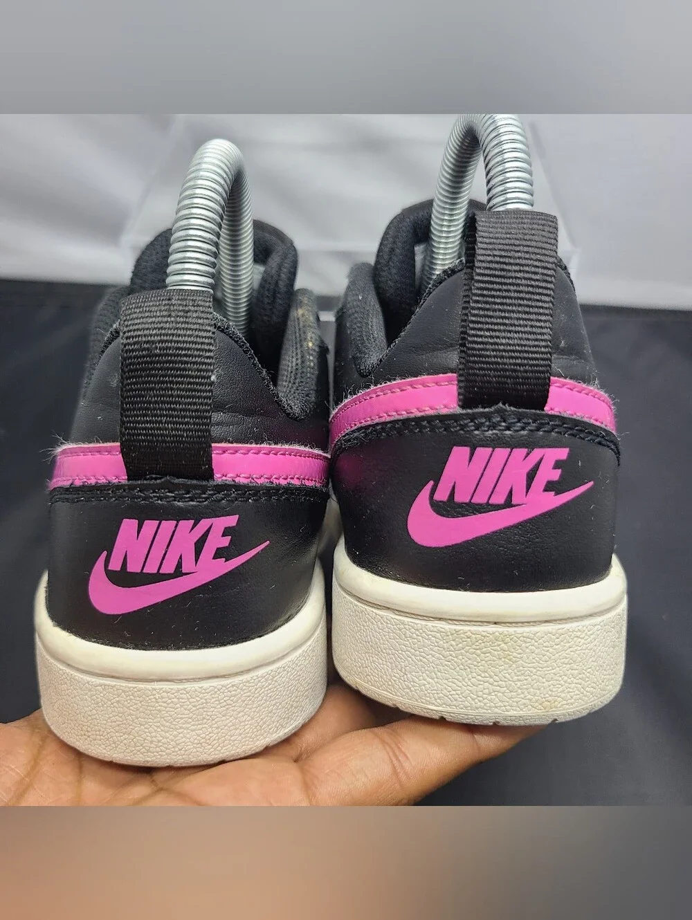 Nike Court Borough Low 2 GS 'Black Active Fuchsia Girl kids size 3.5Y